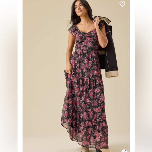 Altar'd State Dresses & Skirts - NWT Altar'd State Anthropology Maxi Dress Pink Black Floral Print women’s XXS